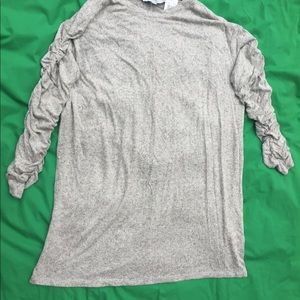 Gray Ruched Arms Sweater Stretchy Dress - NWT